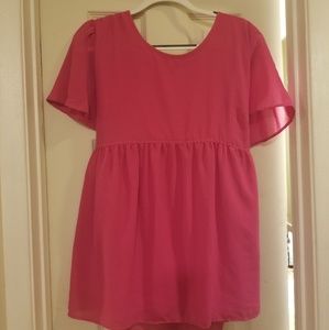 Pink Flutter Sleeve Maternity Top